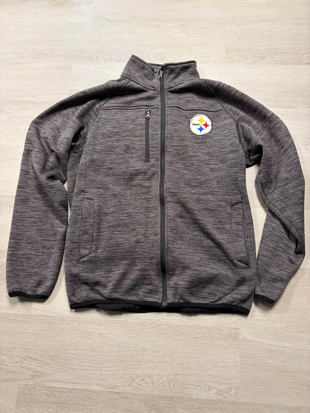 NFL Pittsburgh Steelers Gray Full-Zip Fleece Jacket